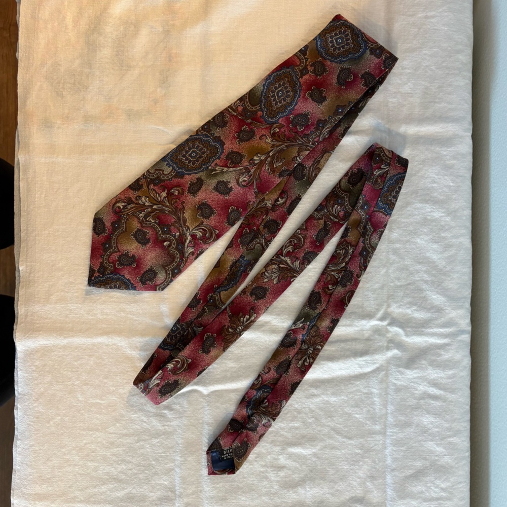 Fierte S.r.l. 100% Silk Brown Maroon Paisley Men’s Necktie Made In Italy 60”